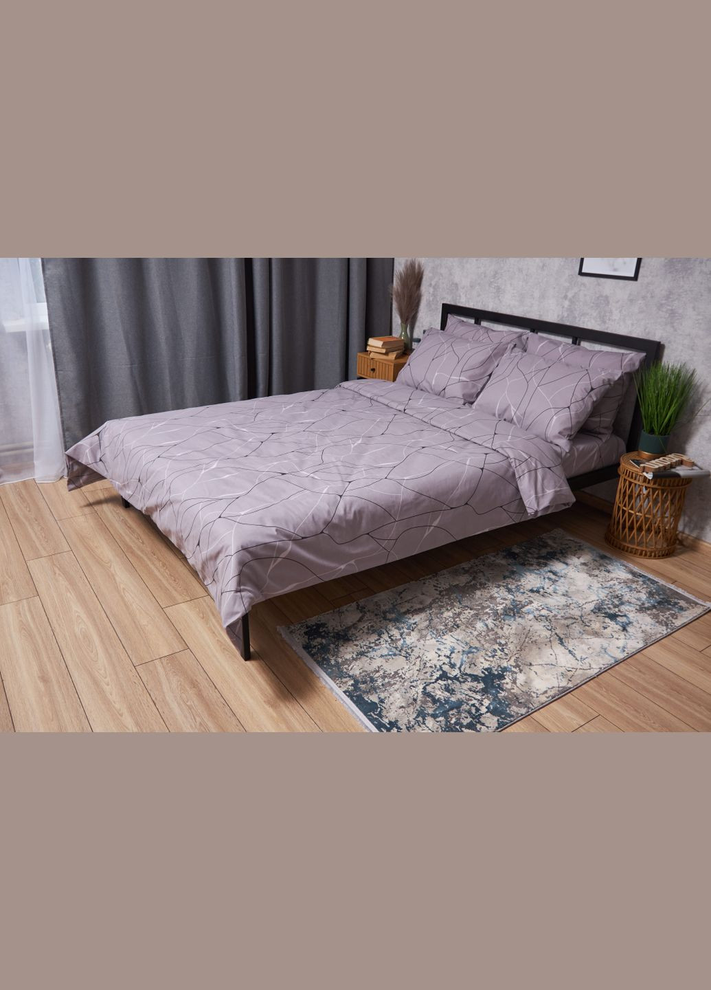 Комплект постільної білизни Бязь Gold Люкс сімейний 160х220х2 наволочки 4х70х70 (MS-820004129) Moon&Star Graphite (288536073)