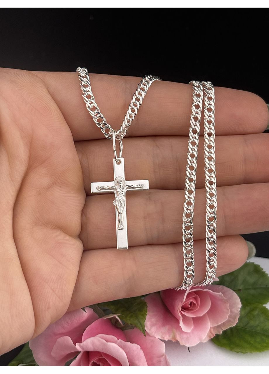 Комплект релігійний жіночий "Ланцюжок з хрестиком" No Brand (323017147)