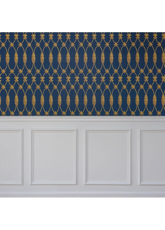 Квадратный виниловый фон для фотографии, интерьер с синими обоями и белыми панелями, 100x100 см, №551489 PhotoVinyl (354367301)