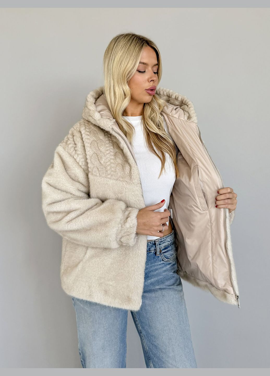 Шуба Ш-0024 44 Бежевий MioRichi (304971102)