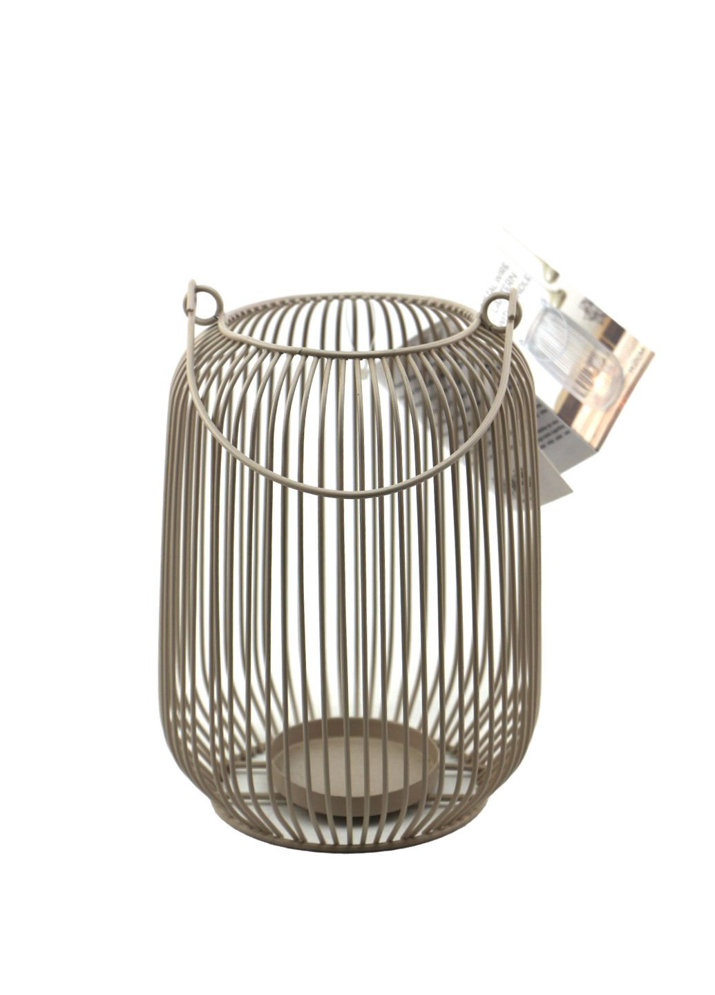 Декоративний металевий свічник 21,5х13х13 см бежевий Aldi (337511159)