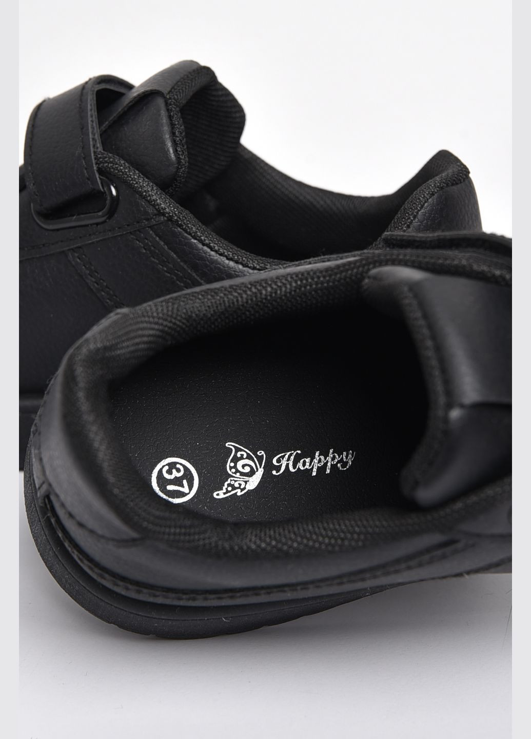 Черные демисезонные кроссовки детские черного цвета на липучках Let's Shop