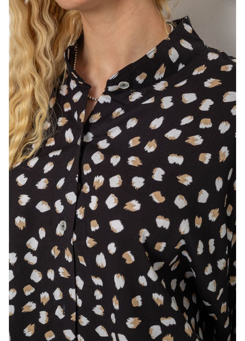 Чёрная рубашка женская свободного кроя с принтом Sport Line