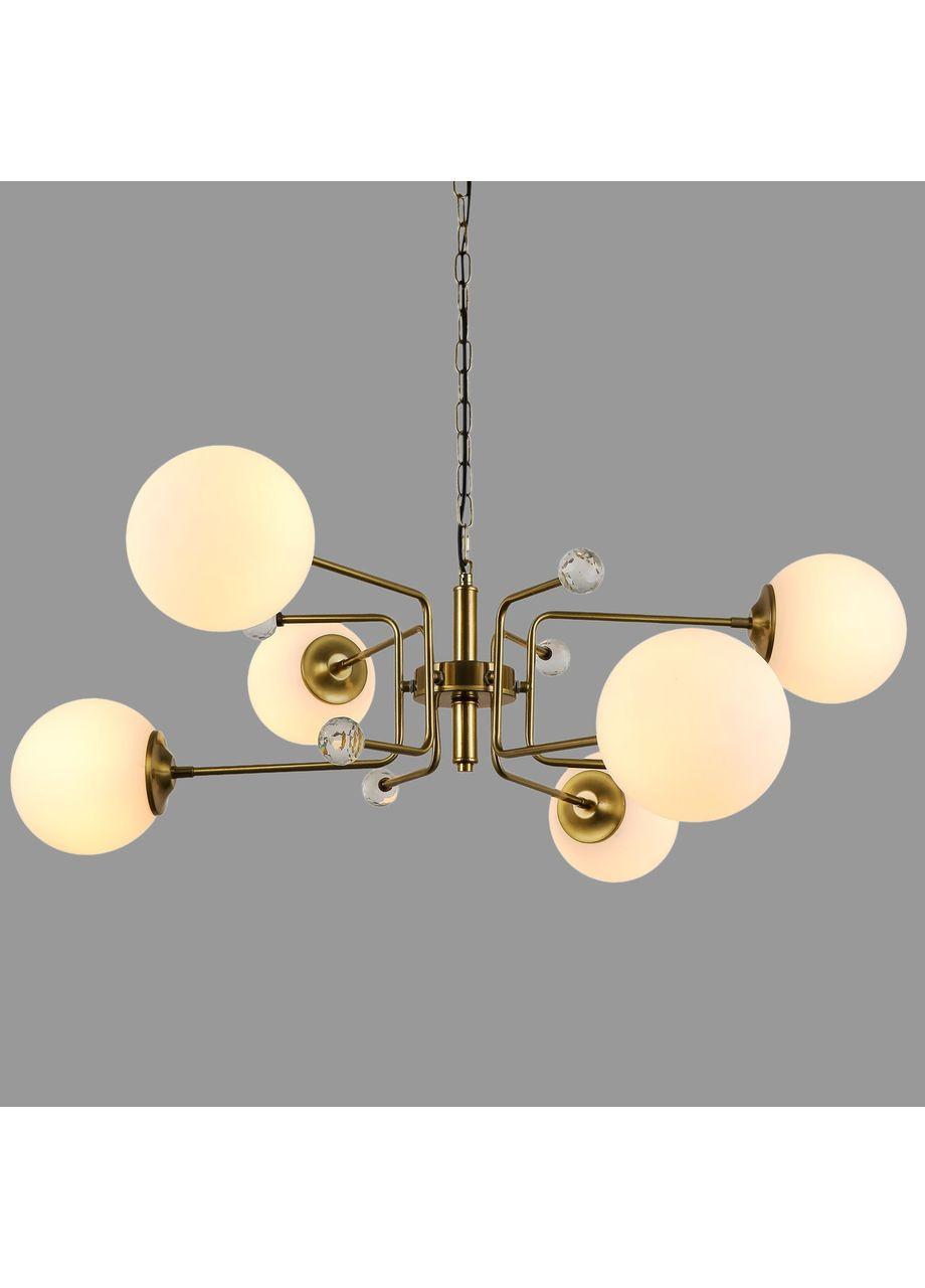 Подвесная бронзовая люстра с белыми плафонами на 6 ламп (909-XL3057-6 AB+WH) No Brand (370070476)