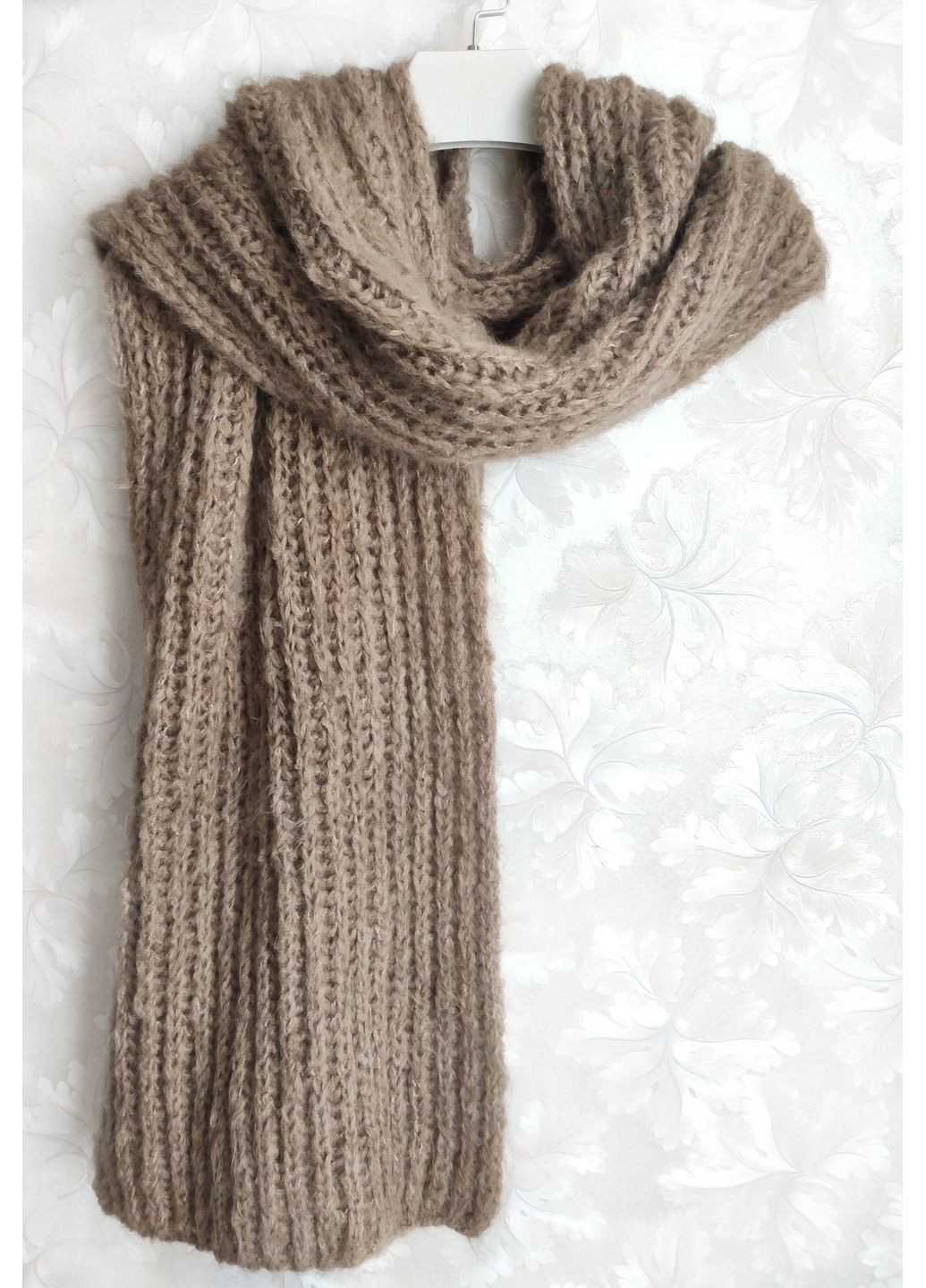 В'язаний зимовий шарф ручної роботи з мериносу оливкового кольору No Brand (368787126)