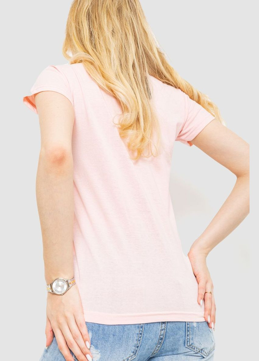 Светло-розовая демисезон футболка женская с принтом, цвет бирюзовый, Ager