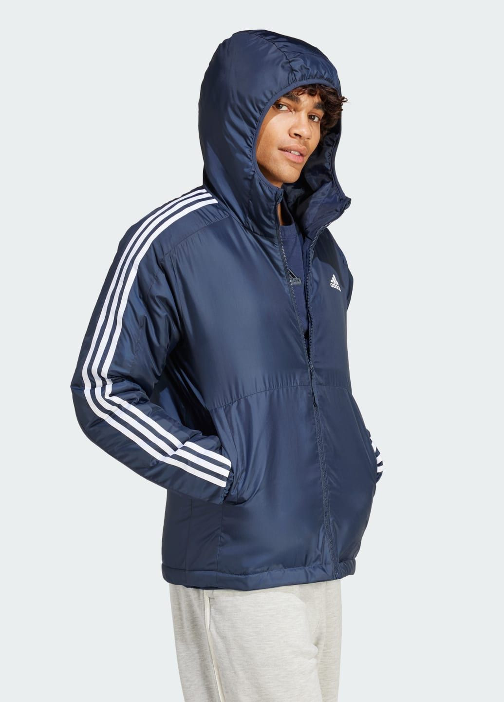 Синяя демисезонная куртка essentials 3-stripes insulated adidas