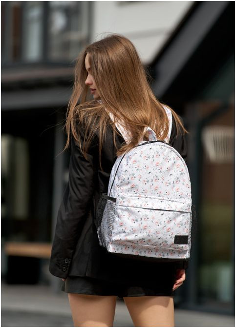 Женский рюкзак Brix с цветочным белым принтом. Sambag (302519120)