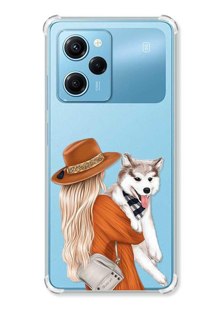 Чехол с утолщенными углами на Xiaomi Redmi Note 12 Pro Speed 5G:: Девушка с собачкой (принт 115) Creative (360685146)