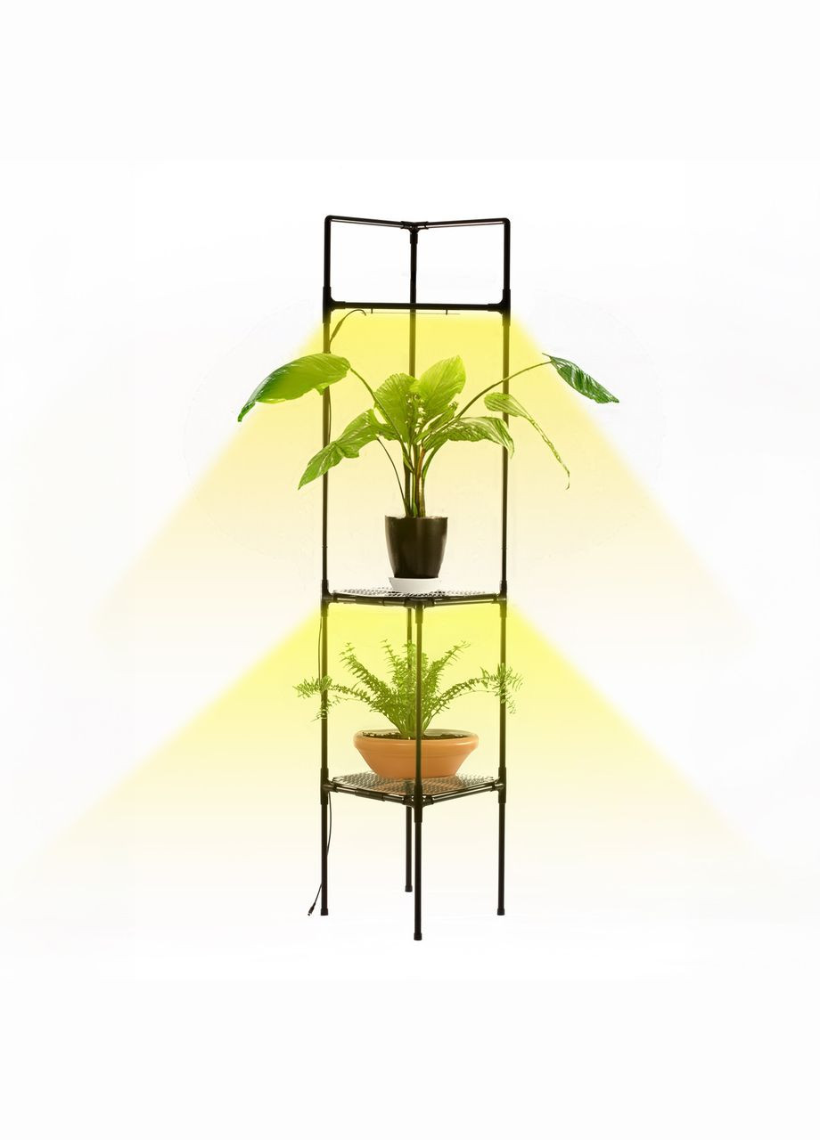Полицястелаж для квітів з підсвічуванням Cornetta Light. Кутова підлогова підставка для рослин з фітолампами Metaplant (303776748)