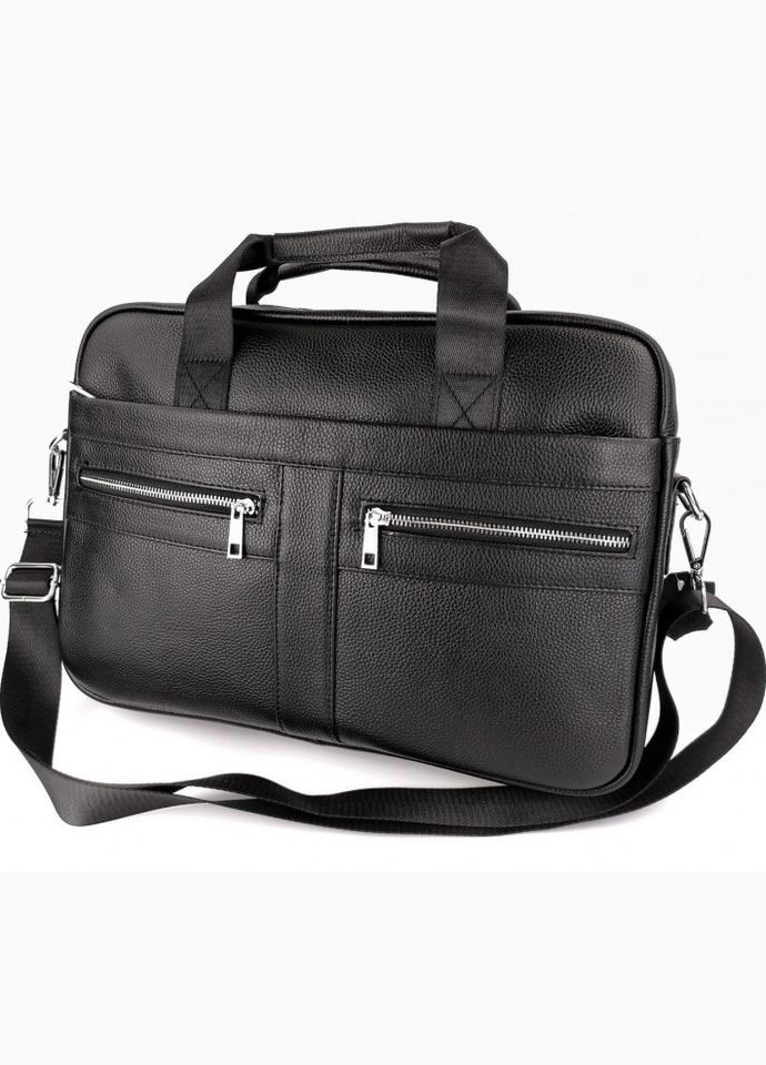 Мужская сумка для ноутбука и документов из натуральной черной кожи с тыльным карманом Tiding Bag (298570517)