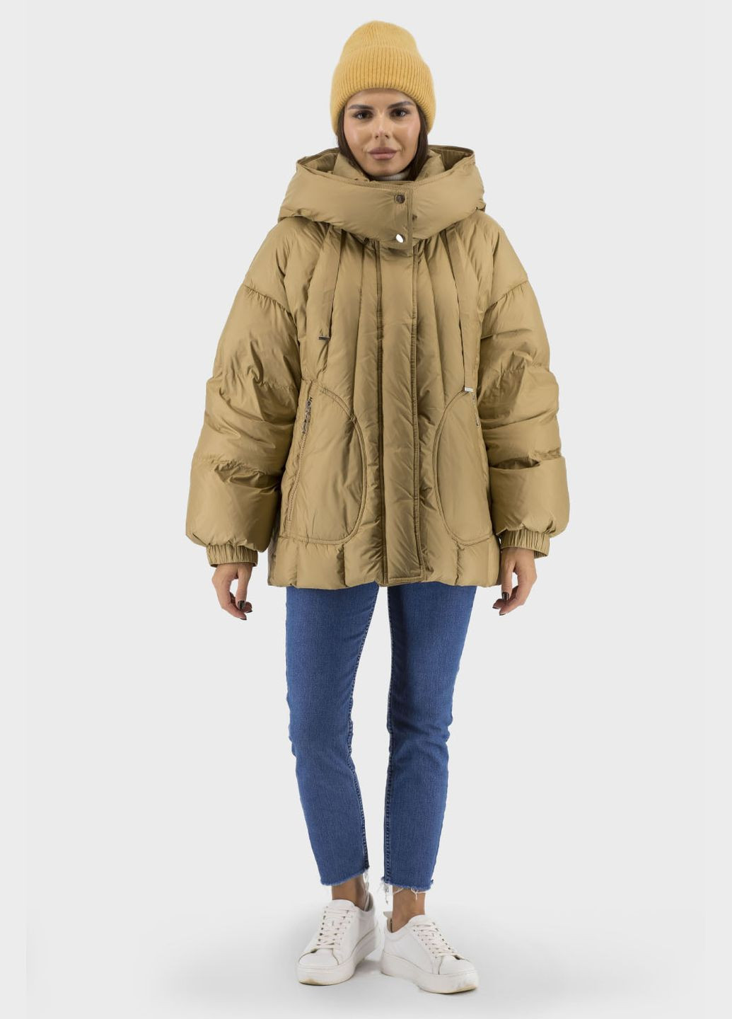 Бежевый зимний Пуховик No Brand