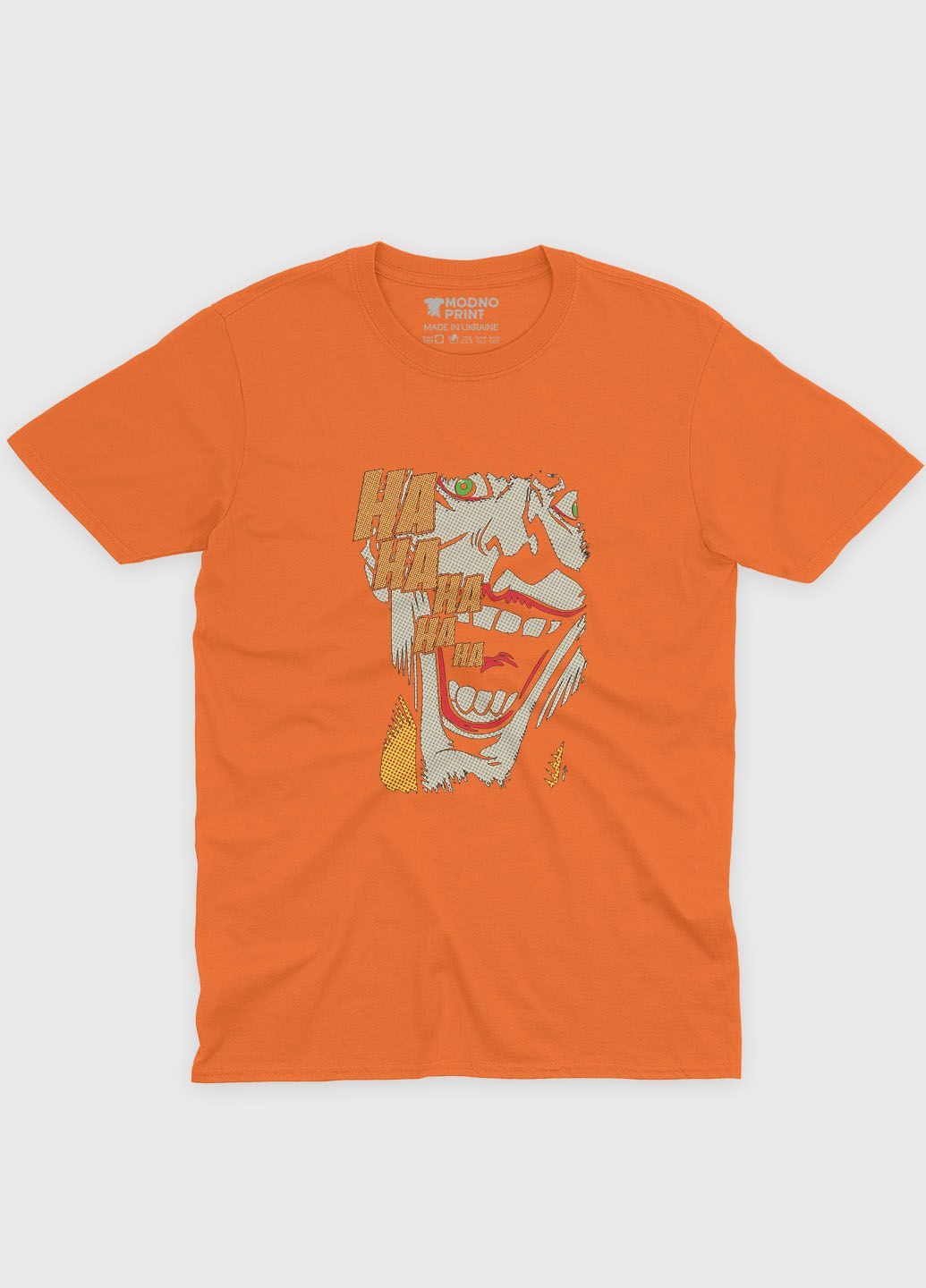 Оранжевая демисезонная футболка для мальчика с принтом супервора - джокер (ts001-1-ora-006-005-007-b) Modno