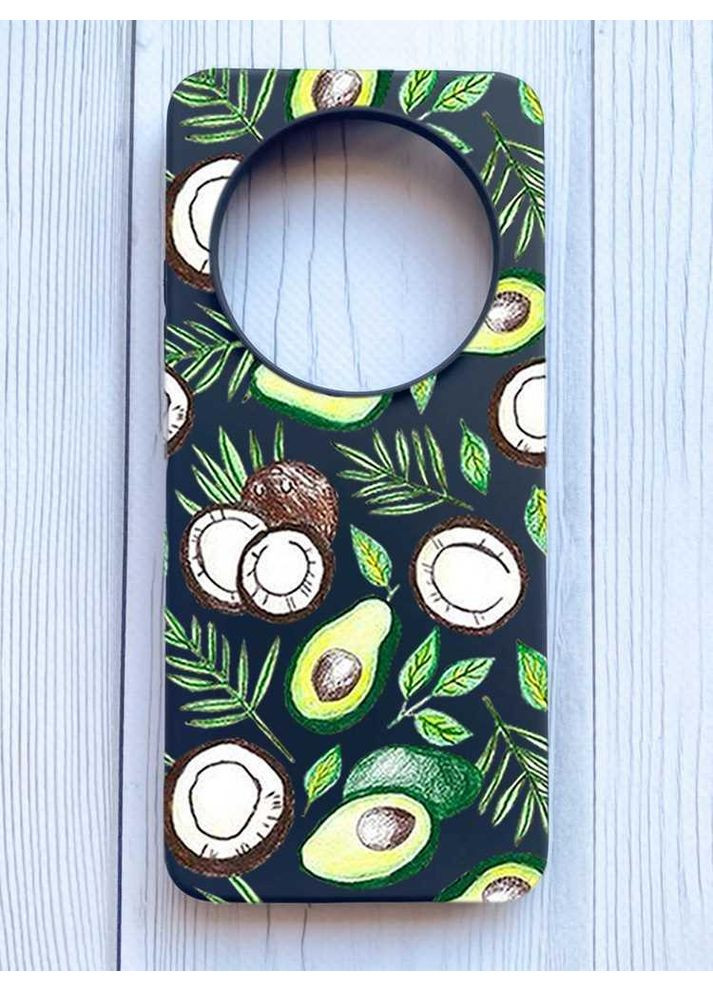 Матовий чорний чохол на Xiaomi Redmi 14C/Poco C75 Авокадо і кокос (принт 303) Creative (355390879)