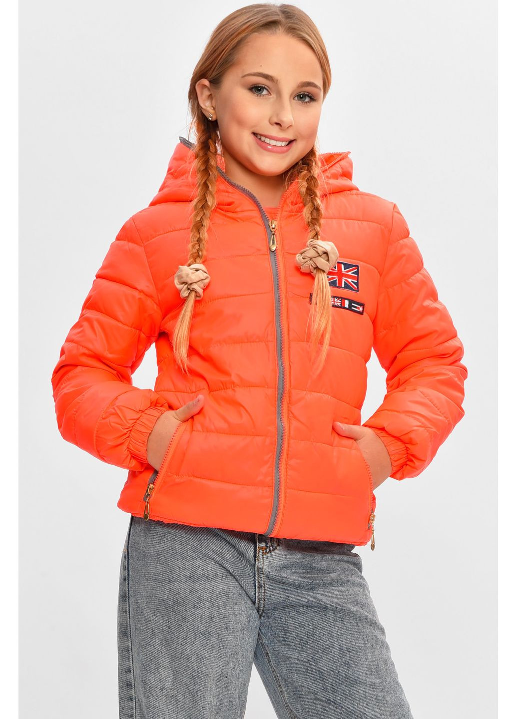Помаранчева демісезонна куртка дитяча демісезонна яскраво-помаранчового кольору Let's Shop