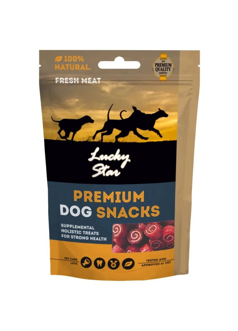 Міні-роли з м'яким м'ясом качки та тріски, 1–2 см, 85г — смачні та корисні ласощі для собак Lucky Star (362915974)