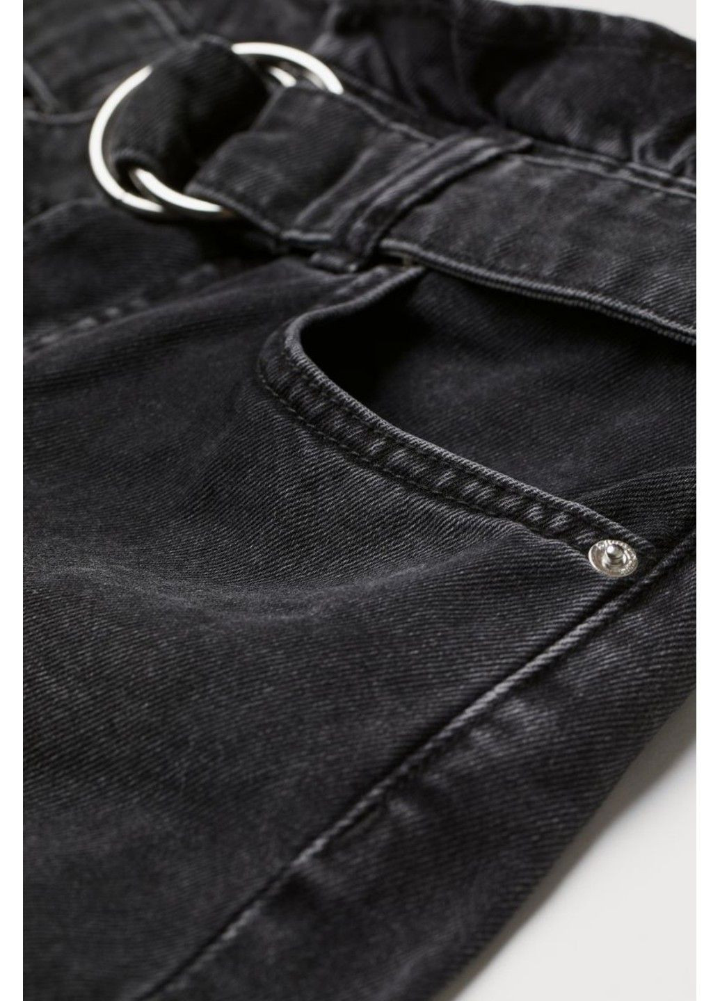 Жіночі джинсові шорти з поясом Н&М (56897) W38 Чорні H&M (290317124)