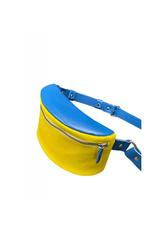 Поясная сумка женская кожаная через плечо в патриотических цветах, сине желтая The Wings (302007449)