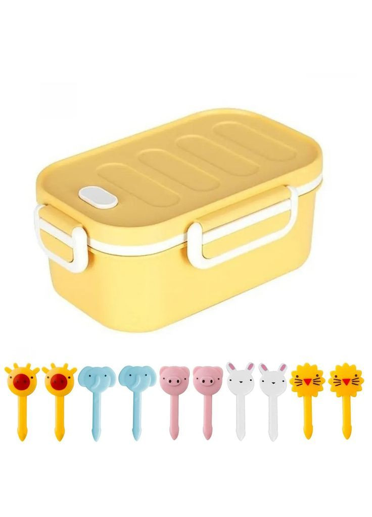 Двухъярусный ланч-бокс 1000 мл Grill, желтый, с мини-виделками More (365302548)