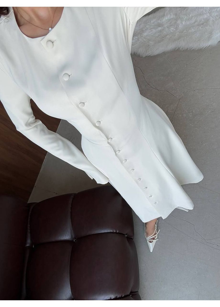 Молочное повседневный, кэжуал платье No Brand однотонное