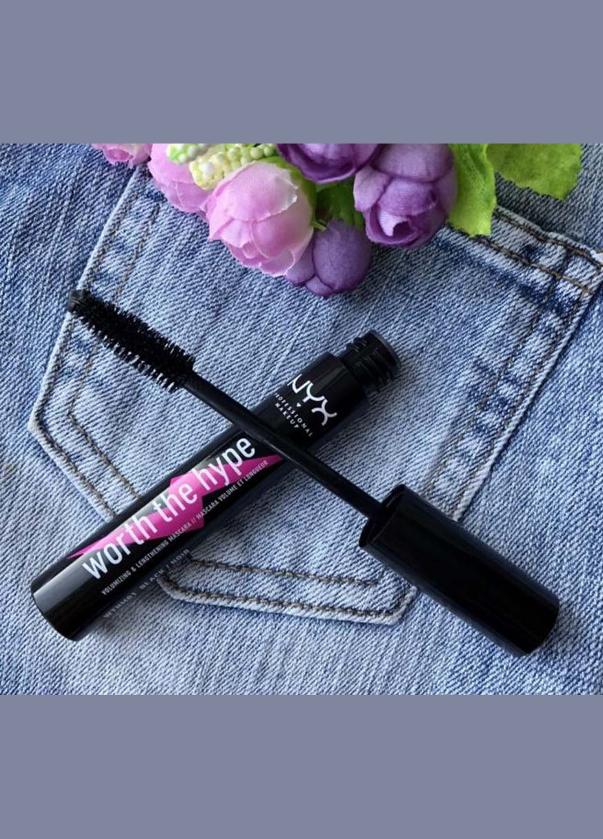 Цветная тушь для ресниц Worth the Hype Volumizing & Lengthening Mascara (7 мл и 5.25 мл) 01 Black (WTHM01) NYX Professional Makeup (293153745)