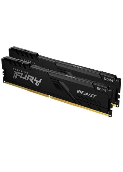 Память 8Gb x 2 (16Gb Kit) DDR4, 3600MHz, Fury Beast, Black, 1721-21, 1.35V, с радиатором (KF436C17BBK2/16) Kingston (315889705)
