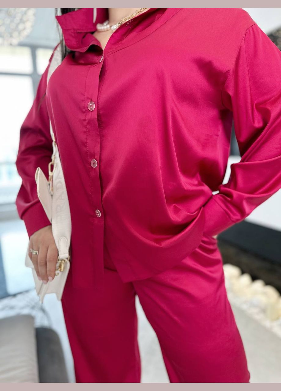 Жіночий костюм сорочка та штани колір малиновий р.46/48 452009 New Trend (289477654)