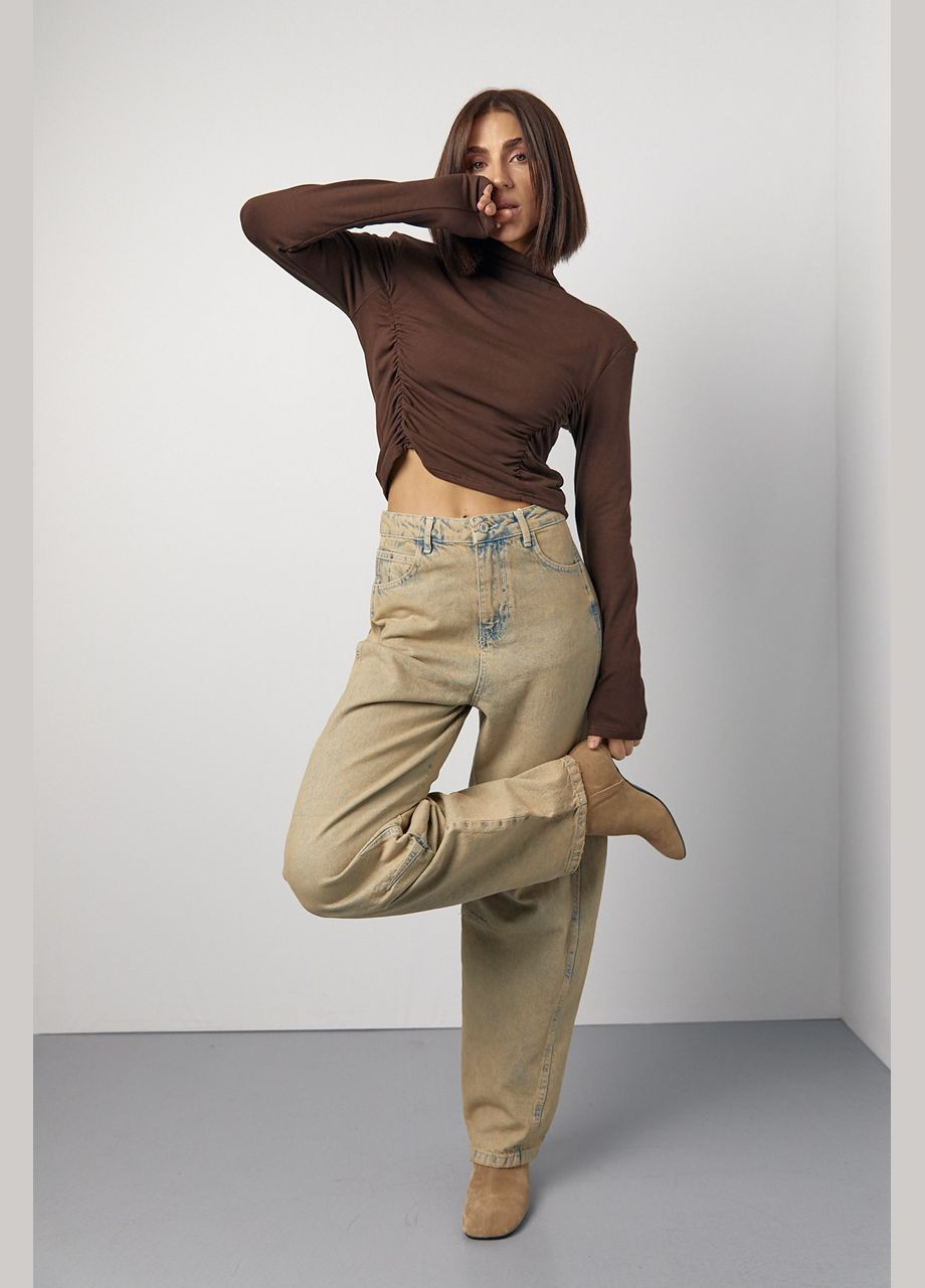 Трикотажный женский гольф с драпировкой и надписями Lurex (317211761)