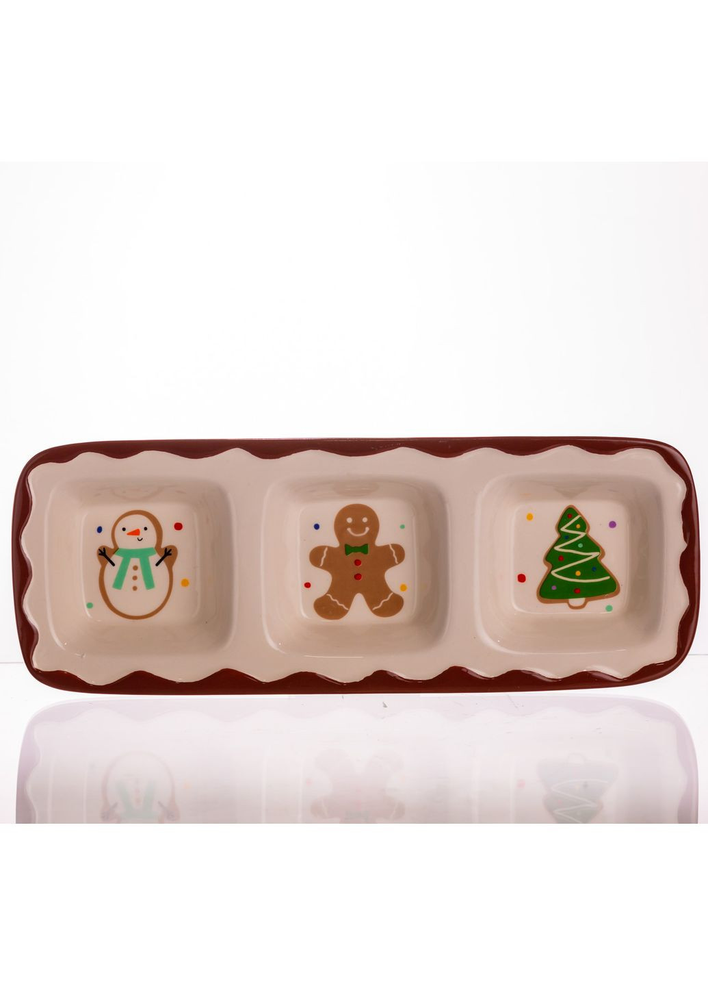 Менажниця порцелянова Merry Christmas на 3 секції 30×11×2.5 (см) прямокутна CR-1-41 Yiwu (370705913)