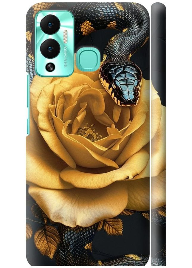 3D пластиковий матовий чохол 'Black snake and golden rose' для Endorphone Infinix Hot 12 Play (286768697)