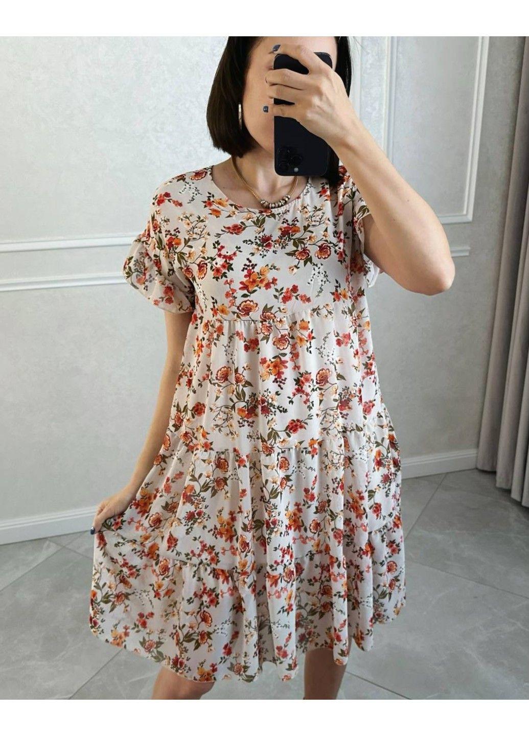 Молочна жіноча сукня шифон модель 822 молоко Україна