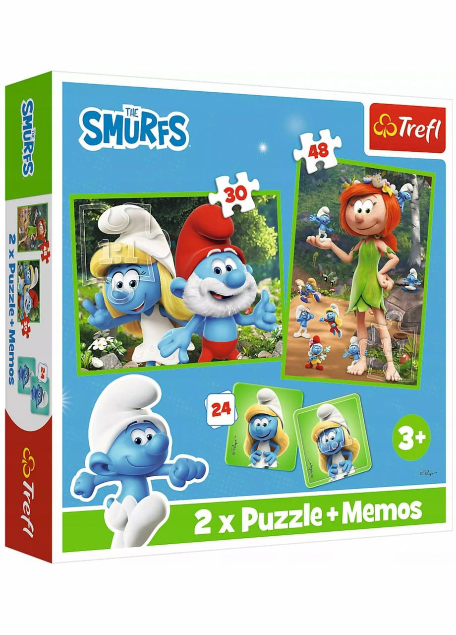 Пазли - (2в1 + Мемо) - "Смурфикам весело"/ Trefl (322236880)