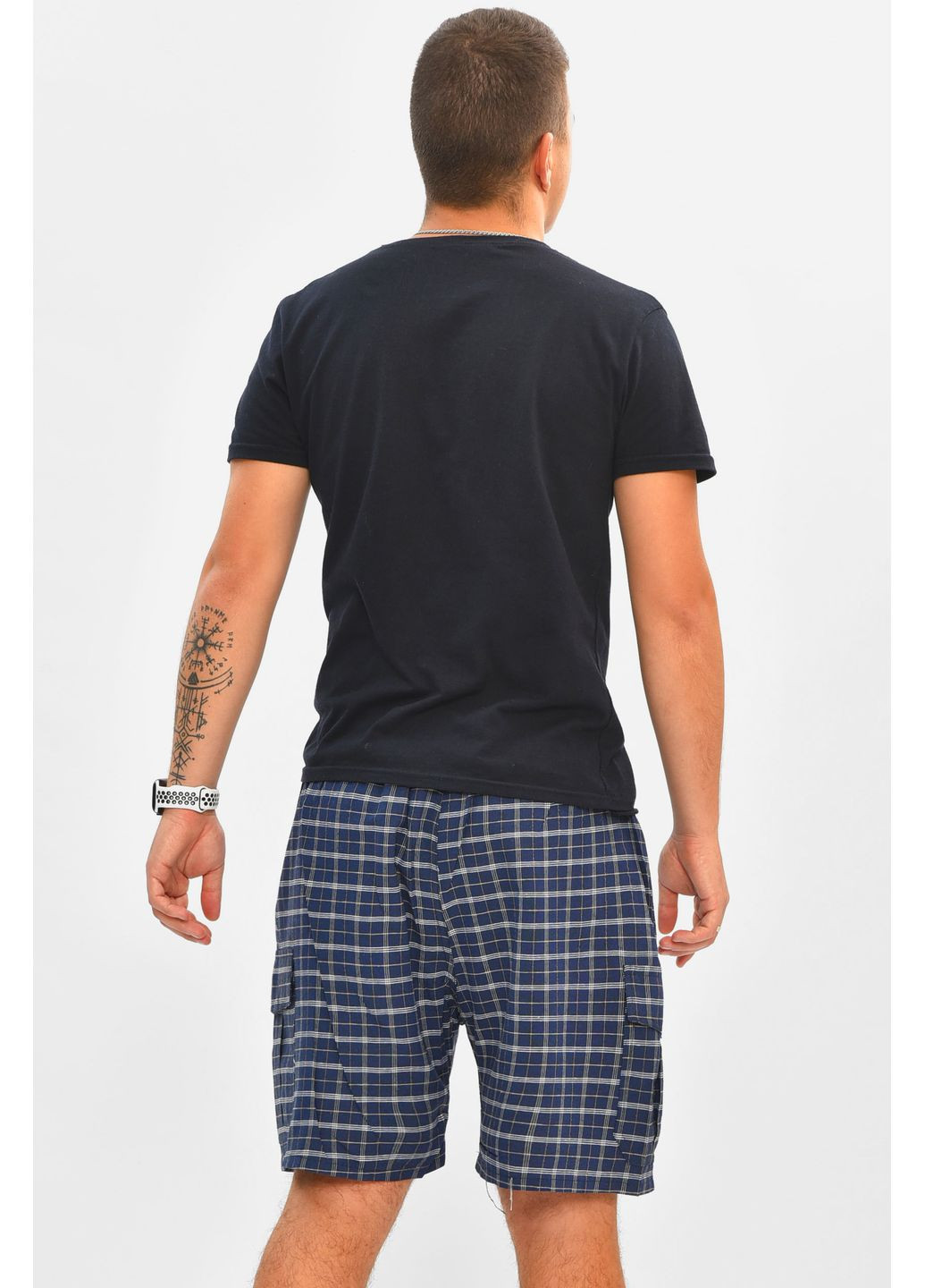 Шорты мужские батальные тёмно-синего с принтом Let's Shop (349729047)