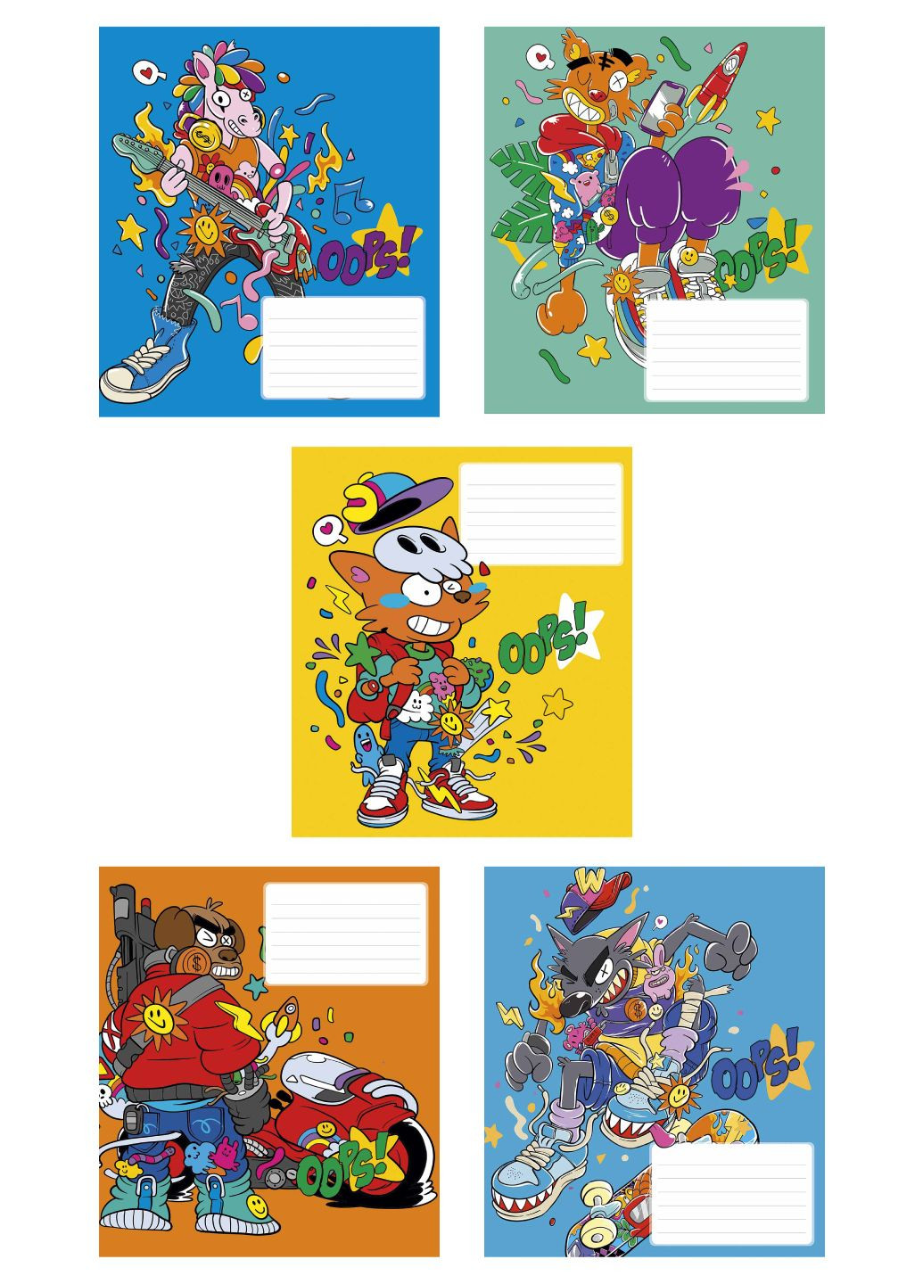 Зошити учнівські, 5 шт, по 12арк., виб.УФ-лак, Зошит у клітинку 3261 4820006472511 Школярик (300064927)