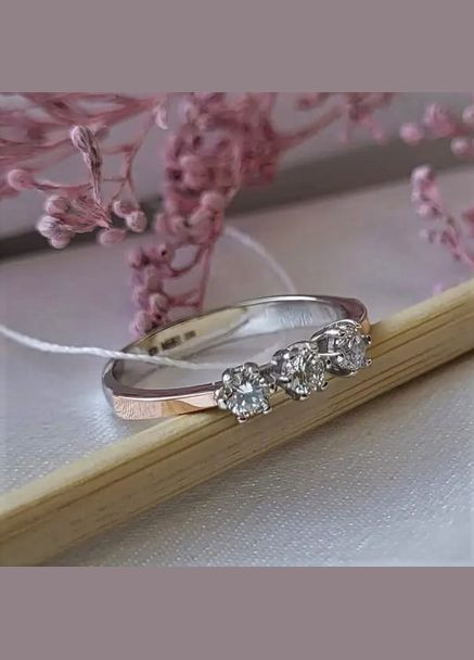 Кільце срібне жіноче каблучка з золотою пластиною вставка куб.цирконій 17.5 розмір 885 No Brand (306741270)