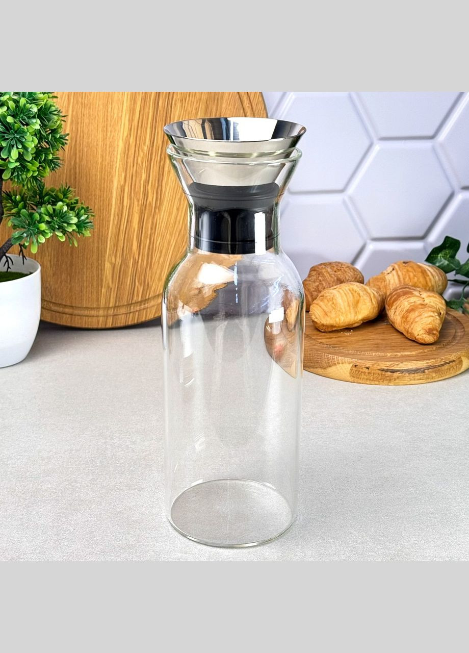 Декантер для сока и вина 1 л стеклянный с крышкой No Brand (318678697)