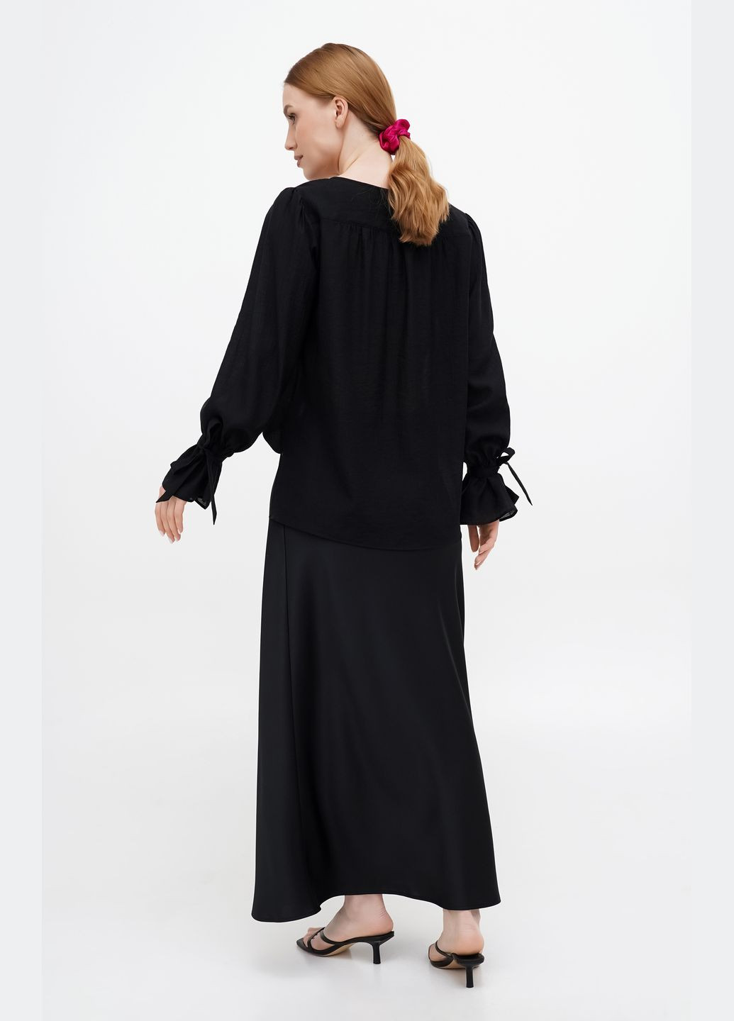 Чорна однотонна шифонова жіноча блуза «» Fayna Джесіка