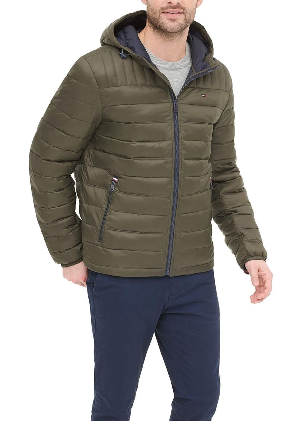 Оливковая куртка мужская Tommy Hilfiger Ultra loft