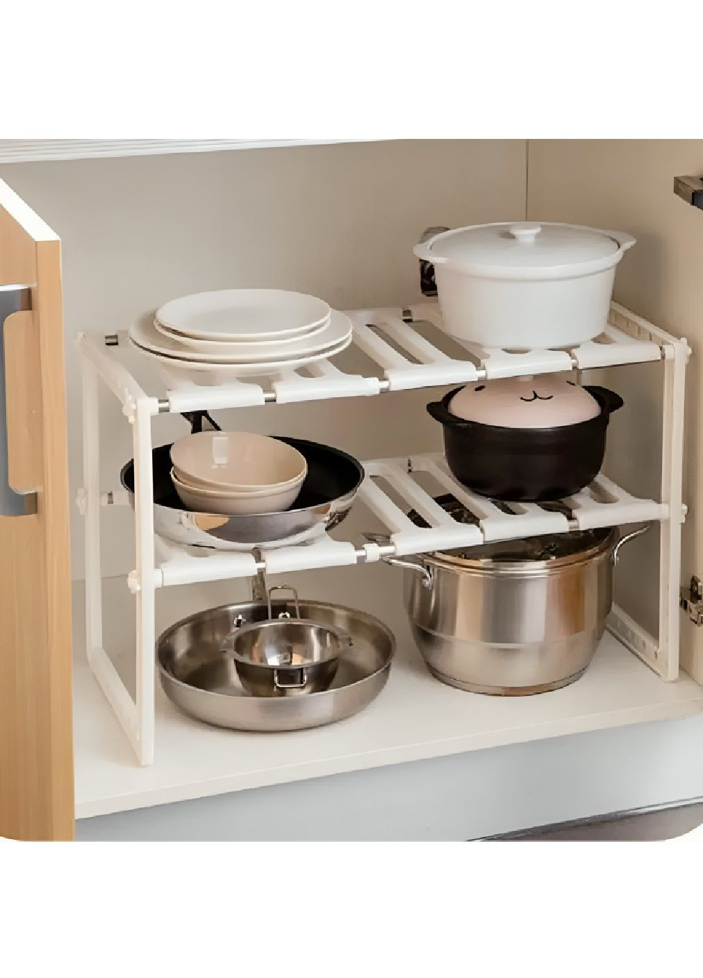 Регульована розсувна кухонна полиця стелаж стійка підставка під раковину для зберігання посуду 38-70х38х26 см (480908-Prob) Unbranded (347494931)