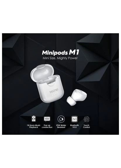 Навушники Minipods M1 Mono White (4895180759475) Tecno (396692930)