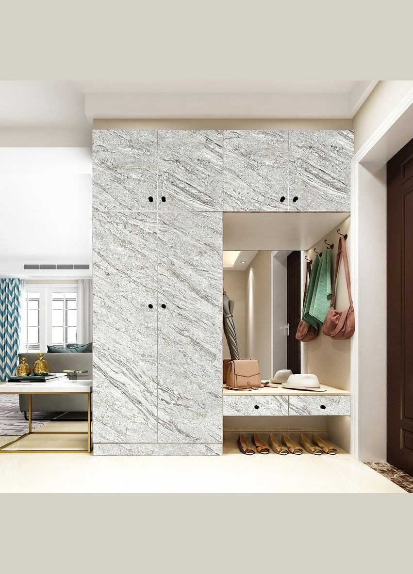 Самоклеящаяся пленка бело-серый мрамор 0,45х10мх0,07мм SW-00001275 Sticker Wall (316187334)