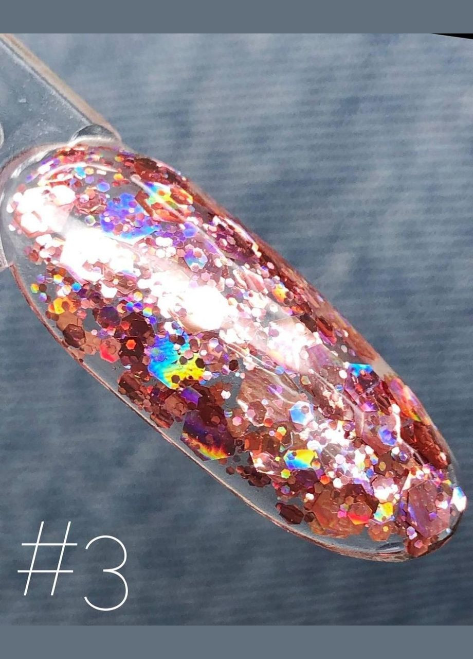 Нейл Новинка! Гель Galaxy glitter для ногтей с разноцветными блестками №3 8мл Saga (342376544)