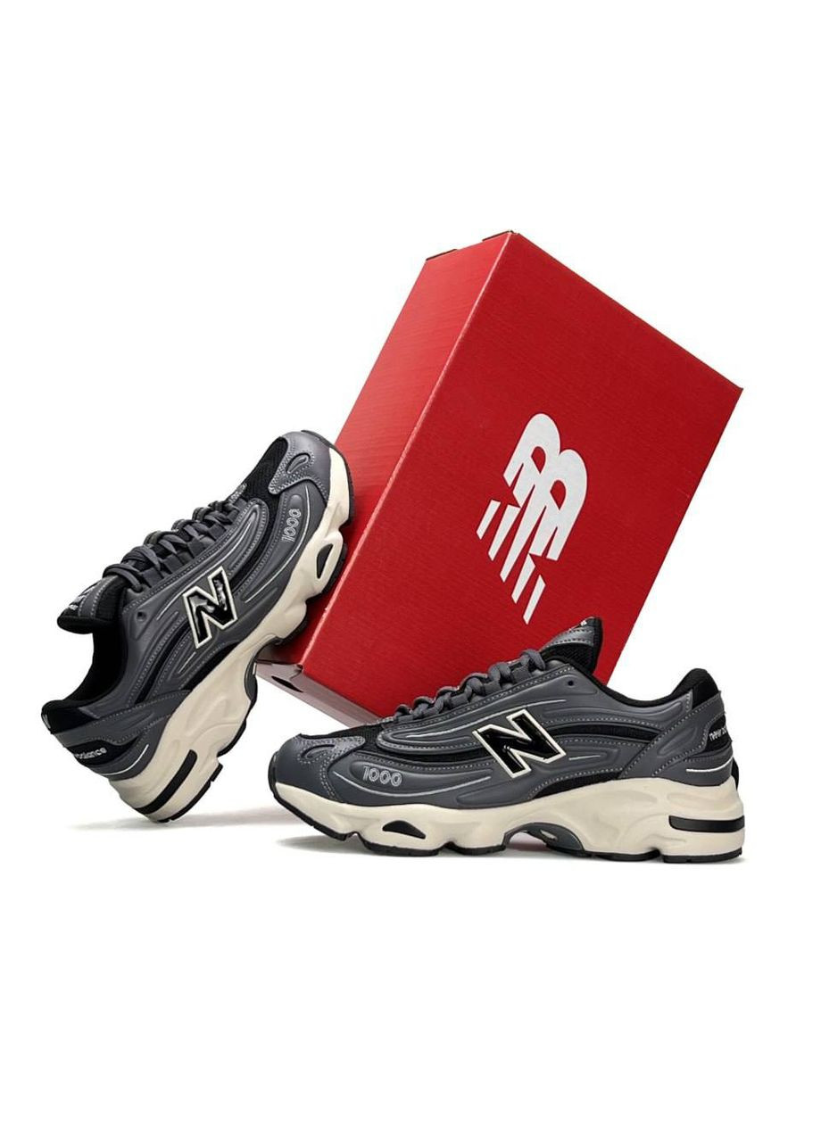 Серые демисезонные кроссовки мужские new balance dark grey black No Brand 1000
