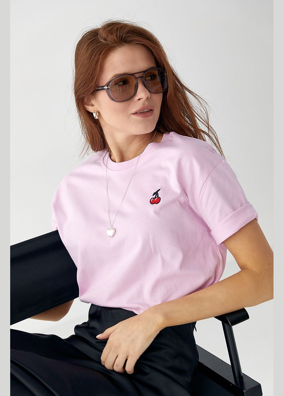 Футболка с вышитыми вишенками - лимонный цвет Lurex - (335077378)