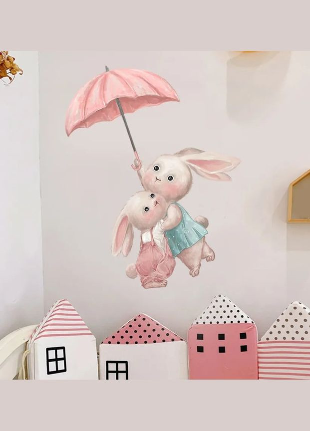 Наклейка на стену в детскую Два зайчика под зонтиком (лист 30 х 60 см) Б18210 No Brand (302242190)