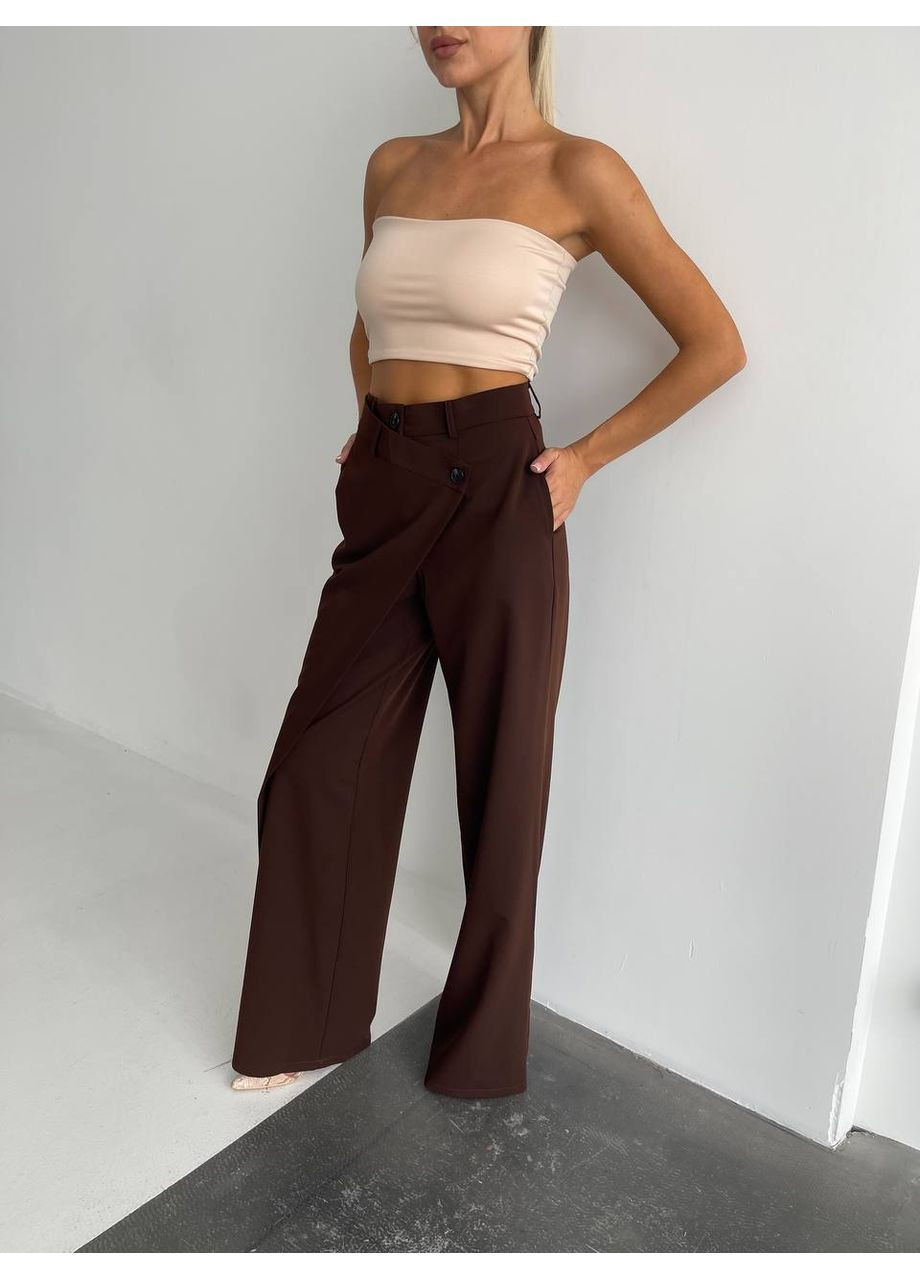 Жіночі брюки палаццо з ефектом запаху MonCher (351554797)