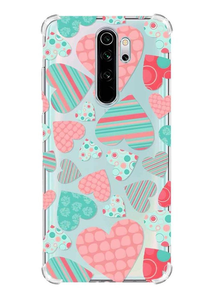 Чохол з потовщеними кутами на Xiaomi Redmi Note 8 Pro:: Різнокольорові сердечка (принт 334) Creative (360678132)