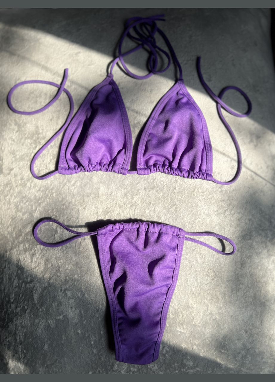 Фиолетовый женский раздельный купальник мини бикини, треугольники шторки и стринги s/m (44/46) Po Fanu
