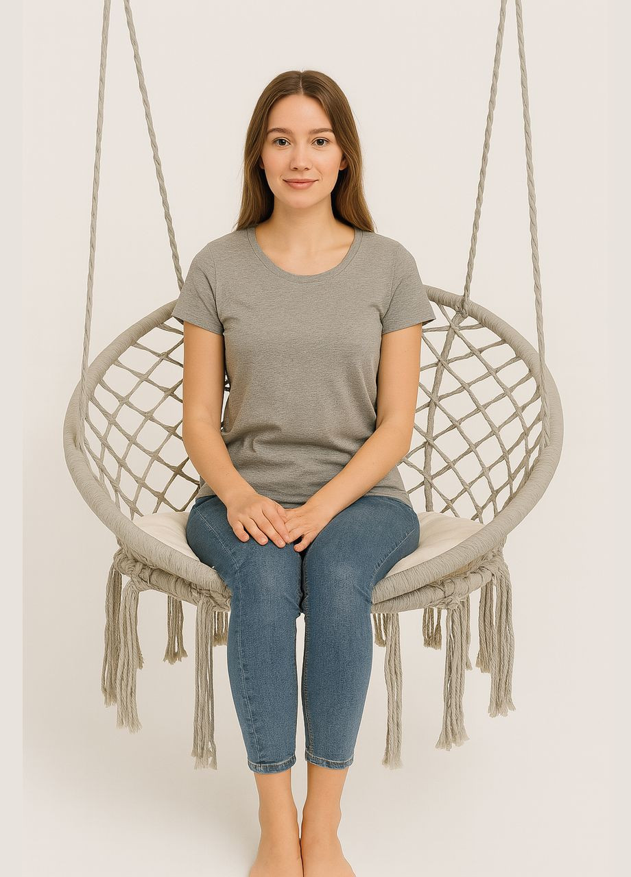 Подвесное кресло-качеля 80 см Плетёная круглая качеля + мягкая подушка WCG (346528536)