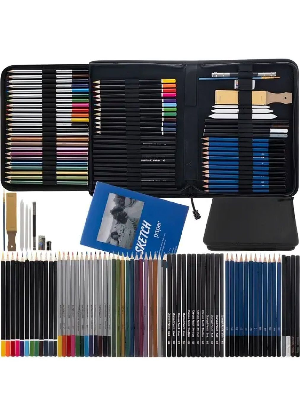 Набір комплект художній для малювання ескізів у сумці чохлі футлярі з гумками 74 елементи 30х21х3,5 см (479238-Prob) Unbranded (316427051)
